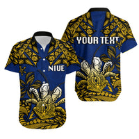 Niue Uga Matching Dress and Hawaiian Shirt Tribal Patterns Blue Style LT6 - Polynesian Pride