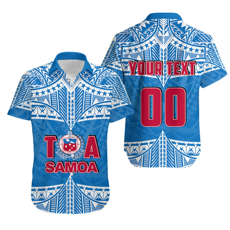 (Custom Personalised And Number) Toa Samoa Rugby Hawaiian Shirt Blue Sky LT6 Unisex Blue - Polynesian Pride
