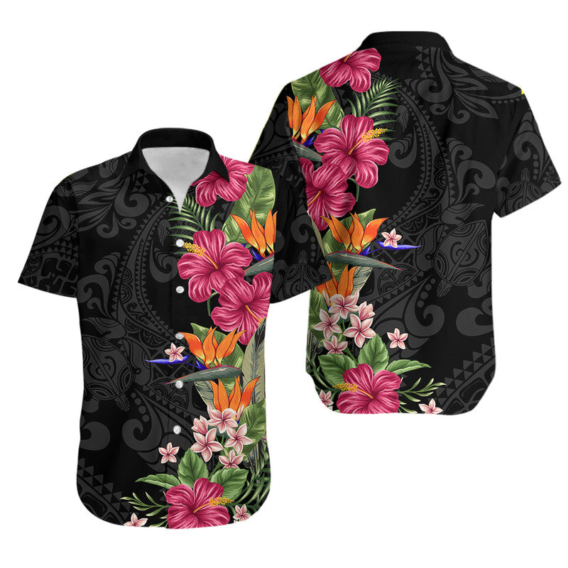 Hawaii Flowers Mix Tribal Pattern Matching Dress and Hawaiian Shirt Hawaii Flowers Mix Tribal Pattern Matching Dress and Hawaiian Shirt