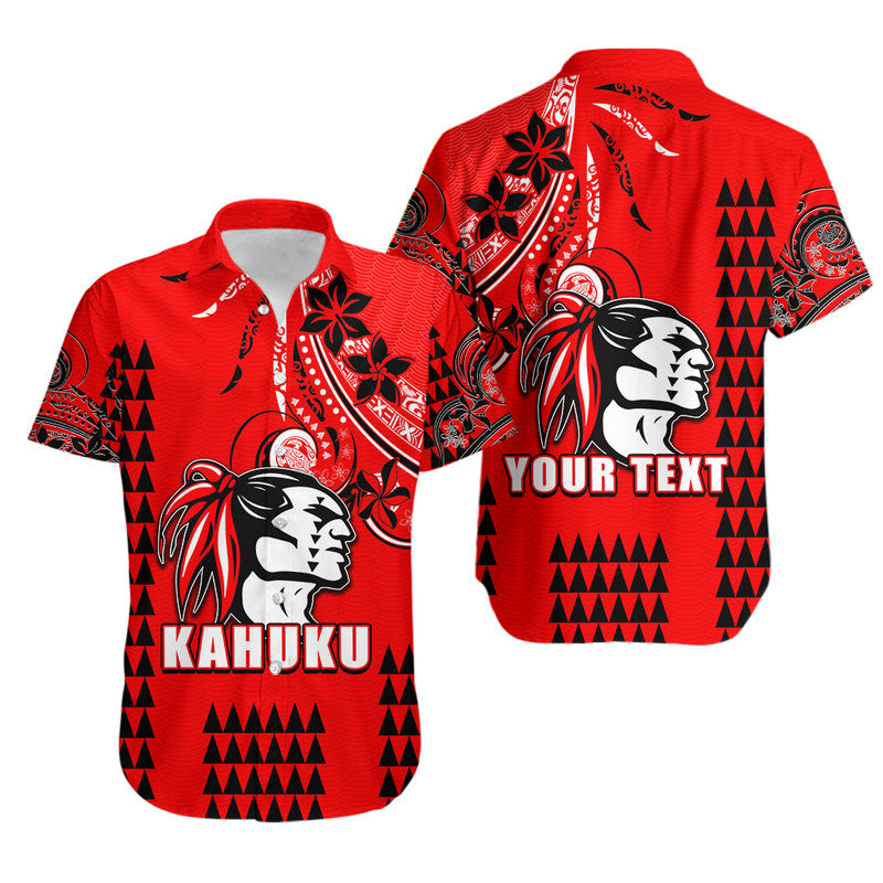 (Custom Personalised) Hawaii High School- Kahuku Hawaiian Shirt Mix Kakau LT6 Red - Polynesian Pride