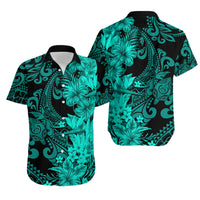 Hawaii Flowers Mix Tribal Pattern Hawaiian Shirt LT6 Unisex Turquoise - Polynesian Pride