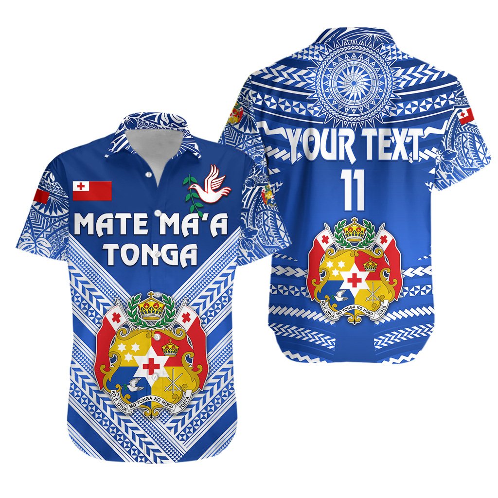 (Custom Personalised) Mate Ma'a Tonga Rugby Hawaiian Shirt Polynesian Creative Style, Custom Text and Number - Blue Unisex Blue - Polynesian Pride
