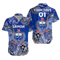 (Custom Personalised) Samoa Manu Hawaiian Shirt Rugby Unique Style - Blue White LT8 - Polynesian Pride