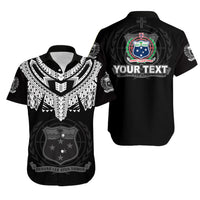 (Custom Personalised) Samoa Tribal Tattoo Coat Of Arms Hawaiian Shirt No.4 LT6 Unisex Black - Polynesian Pride