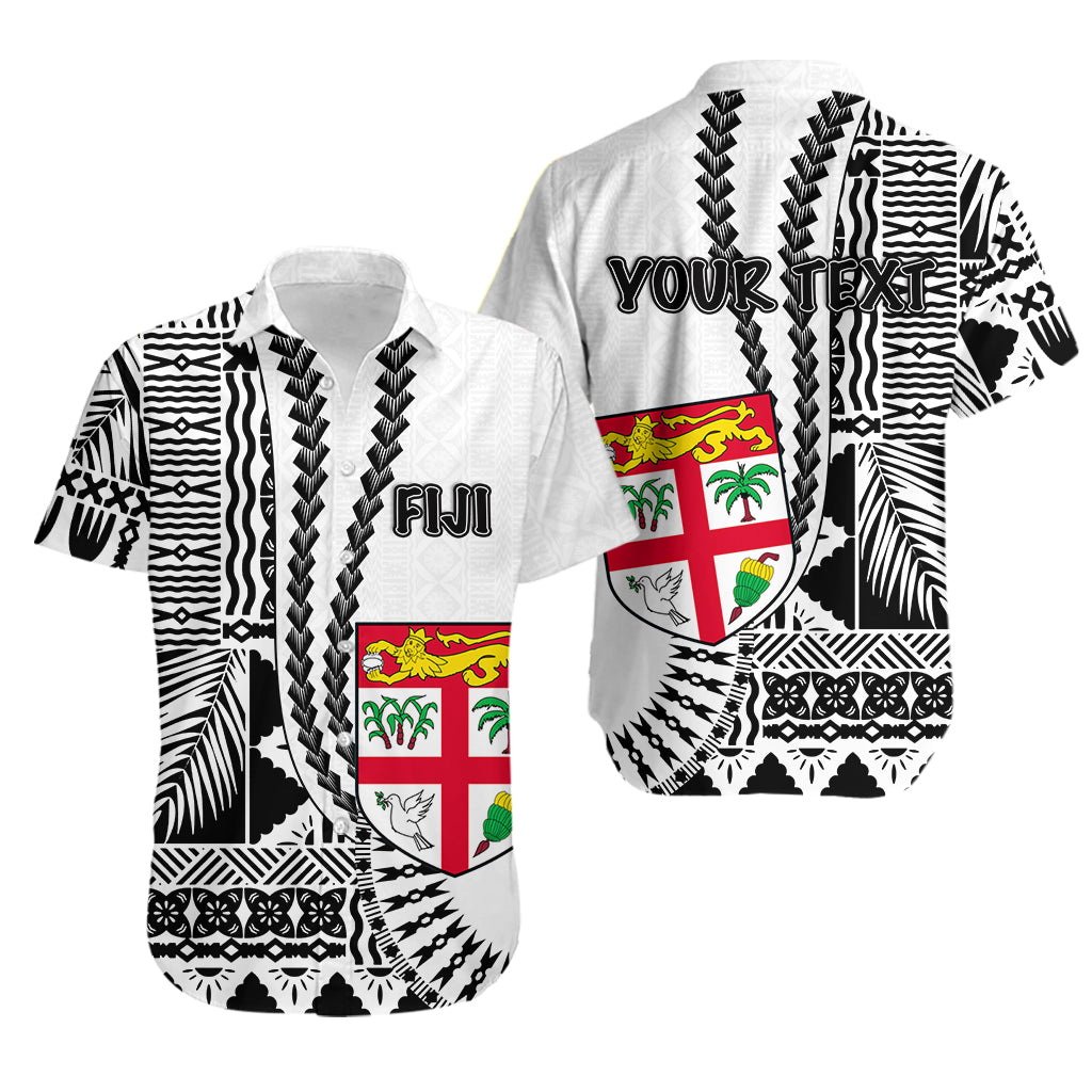 (Custom Personalised) Fiji Hawaiian Shirt Masi Tapa Patterns White Style LT6 Unisex White - Polynesian Pride