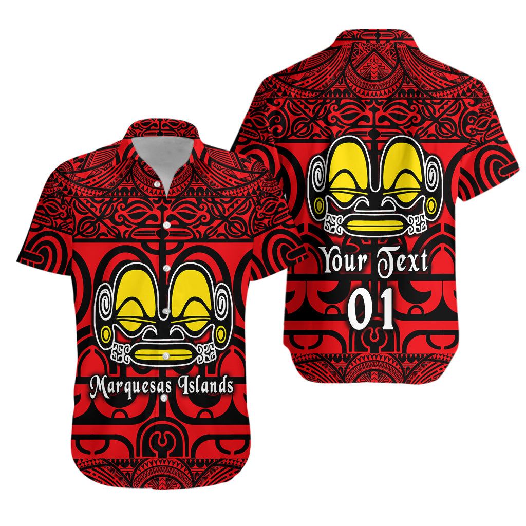 (Custom Personalised) Marquesas Islands Hawaiian Shirt Marquesan Tattoo Simple Style - Red LT8 - Polynesian Pride