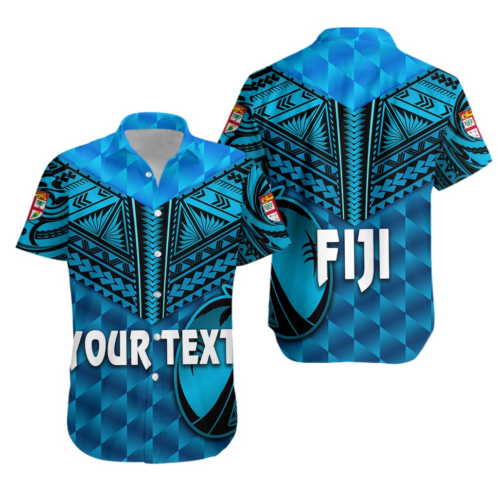 (Custom Personalised) Fiji Rugby Hawaiian Shirt Coconut Sporty Vibes - Blue Unisex Blue - Polynesian Pride