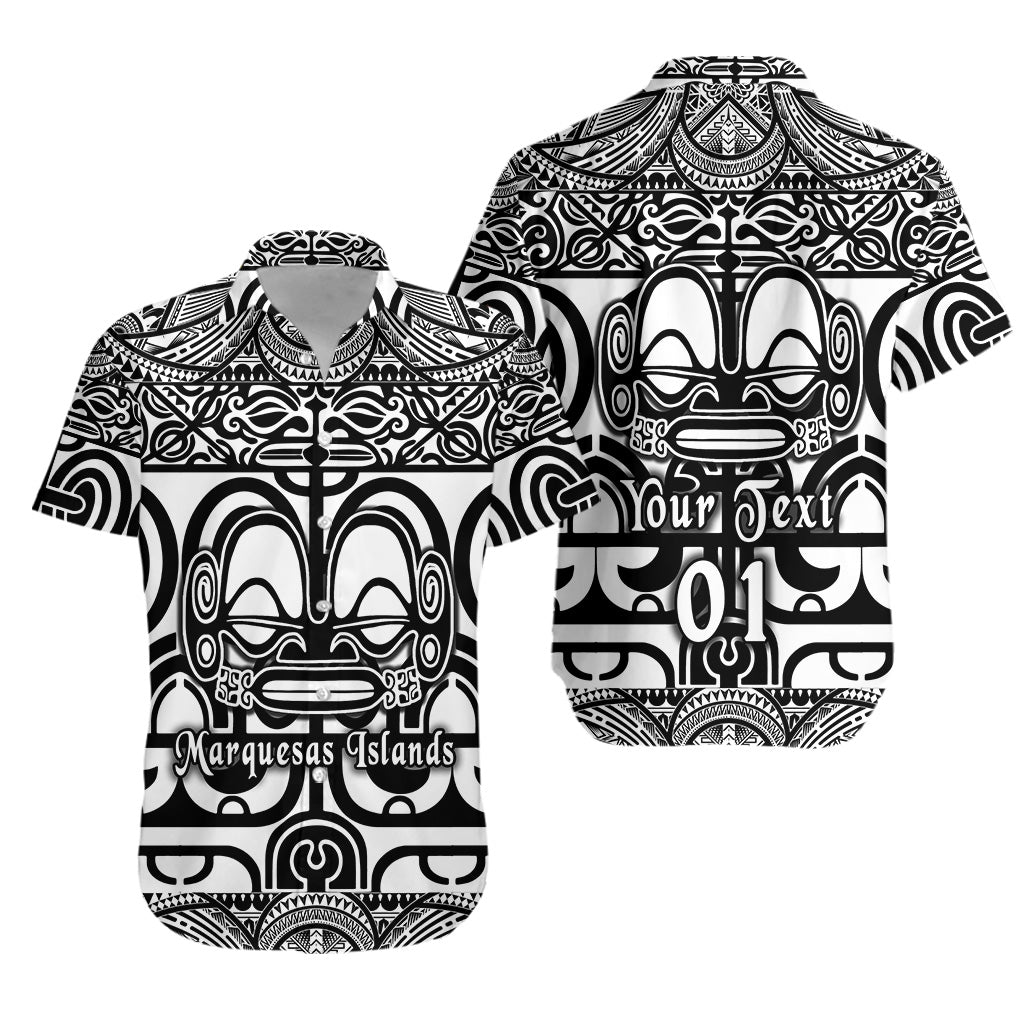 (Custom Personalised) Marquesas Islands Hawaiian Shirt Marquesan Tattoo Simple Style - Black LT8 - Polynesian Pride