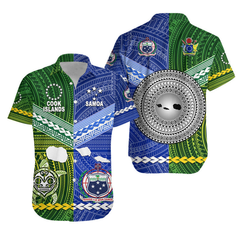 Samoa And Cook Islands Hawaiian Shirt Together LT8 Unisex Blue - Polynesian Pride