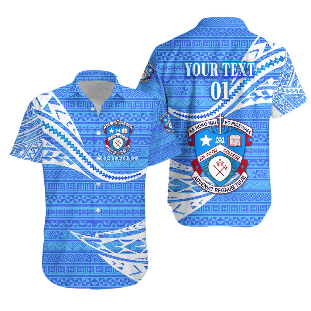 (Custom Personalised) Apifoou College Hawaiian Shirt Tonga Unique Version - Blue, Custom Text and Number Unisex Blue - Polynesian Pride