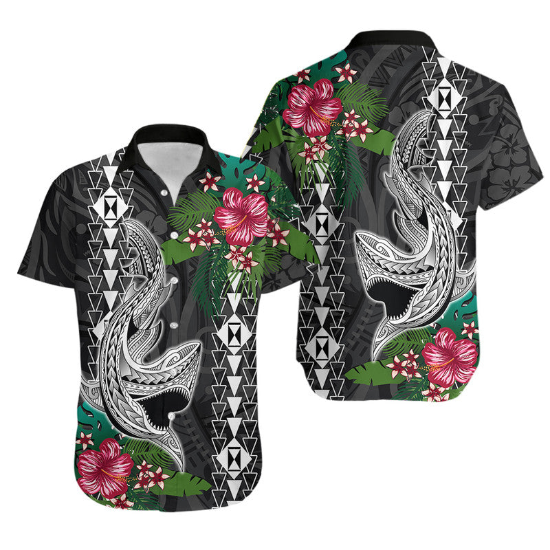 Polynesian Couple Outfits Hawaii Kakau Matching Dress and Hawaiian Shirt Mix Sharks Polynesian Hibiscus LT6 - Polynesian Pride