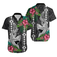 Polynesian Couple Outfits Hawaii Kakau Matching Dress and Hawaiian Shirt Mix Sharks Polynesian Hibiscus LT6 - Polynesian Pride