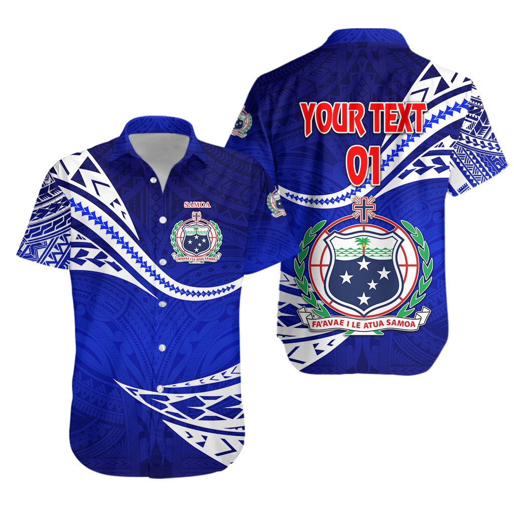 (Custom Personalised) Manu Samoa Rugby Hawaiian Shirt Unique Version - Blue, Custom Text And Number Unisex Blue - Polynesian Pride