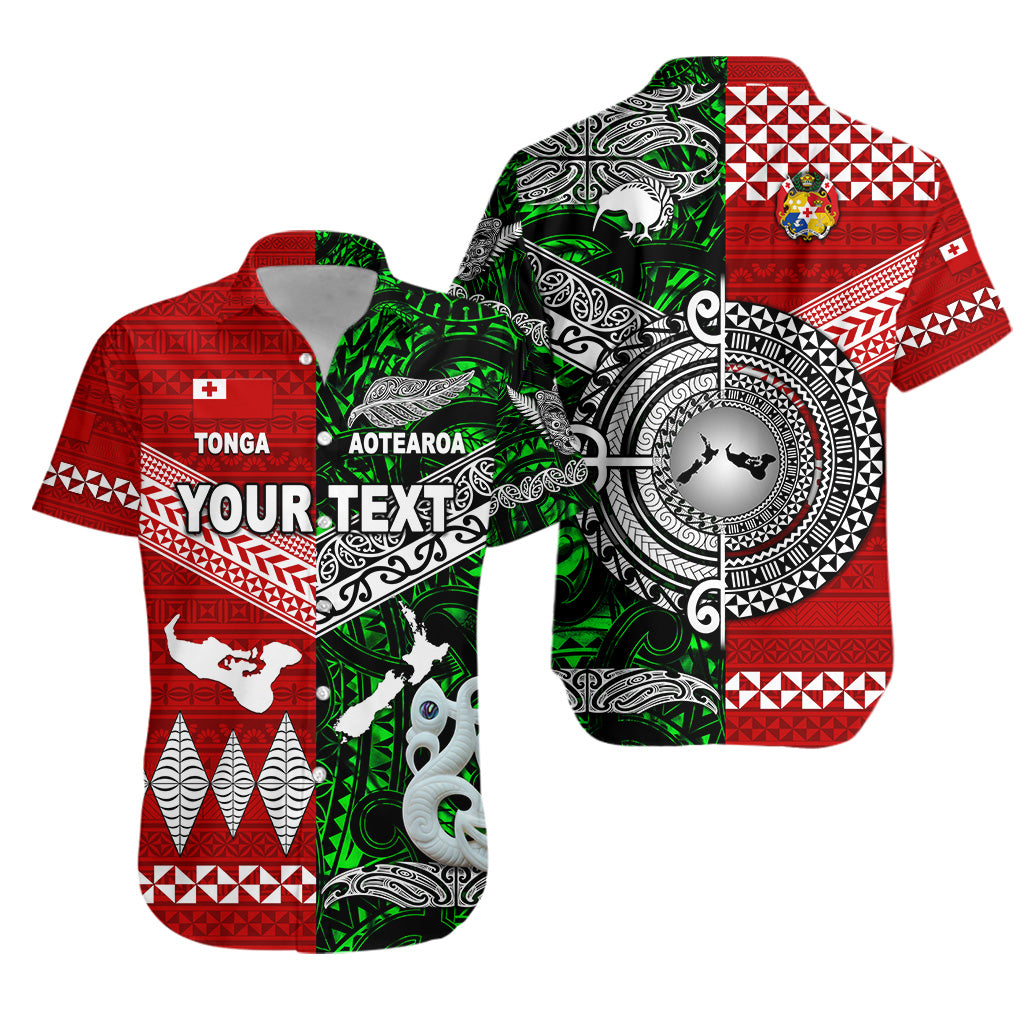 (Custom Personalised) New Zealand Maori Aotearoa Tonga Polynesian Together Hawaiian Shirt - Green LT8 Unisex Red - Polynesian Pride