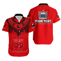 (Custom Personalised) Samoa Tribal Tattoo Coat Of Arms Hawaiian Shirt No.1 LT6 Unisex Red - Polynesian Pride