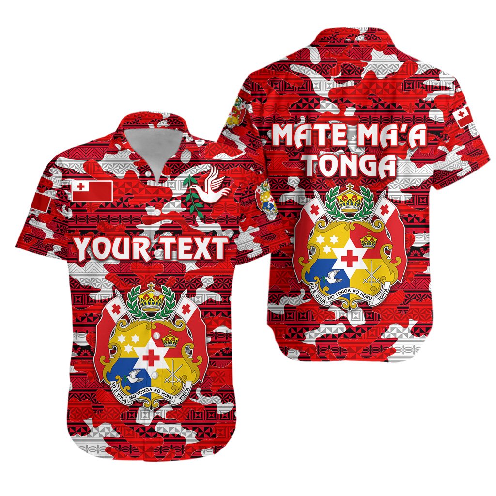 (Custom Personalised) Kolisi Tonga Hawaiian Shirt Mate Ma'a Tonga Camouflage Vibes Coat Of Arms Unisex Red - Polynesian Pride