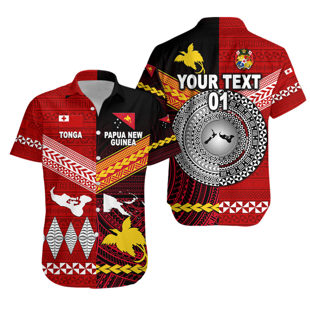 (Custom Personalised) Papua New Guinea And Tonga Hawaiian Shirt Polynesian Together - Red, Custom Text And Number LT8 Unisex Red - Polynesian Pride