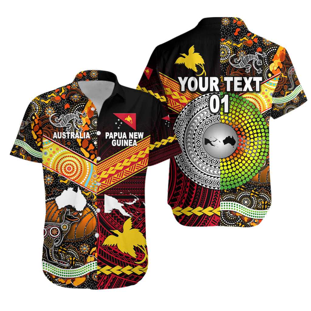 (Custom Personalised) Papua New Guinea And Australia Aboriginal Hawaiian Shirt Together, Custom Text And Number LT8 Unisex Red - Polynesian Pride
