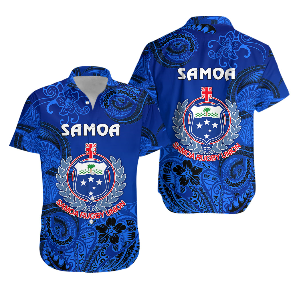Samoa Manu Hawaiian Shirt Rugby Unique Style - Full Blue LT8 Blue - Polynesian Pride