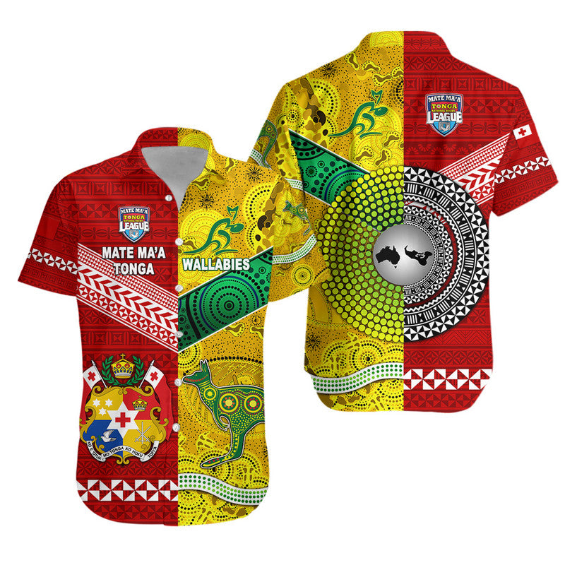 Mate Ma'a Tonga Ngatu And Australia Wallabies Aboriginal Hawaiian Shirt Rugby Together LT8 - Polynesian Pride