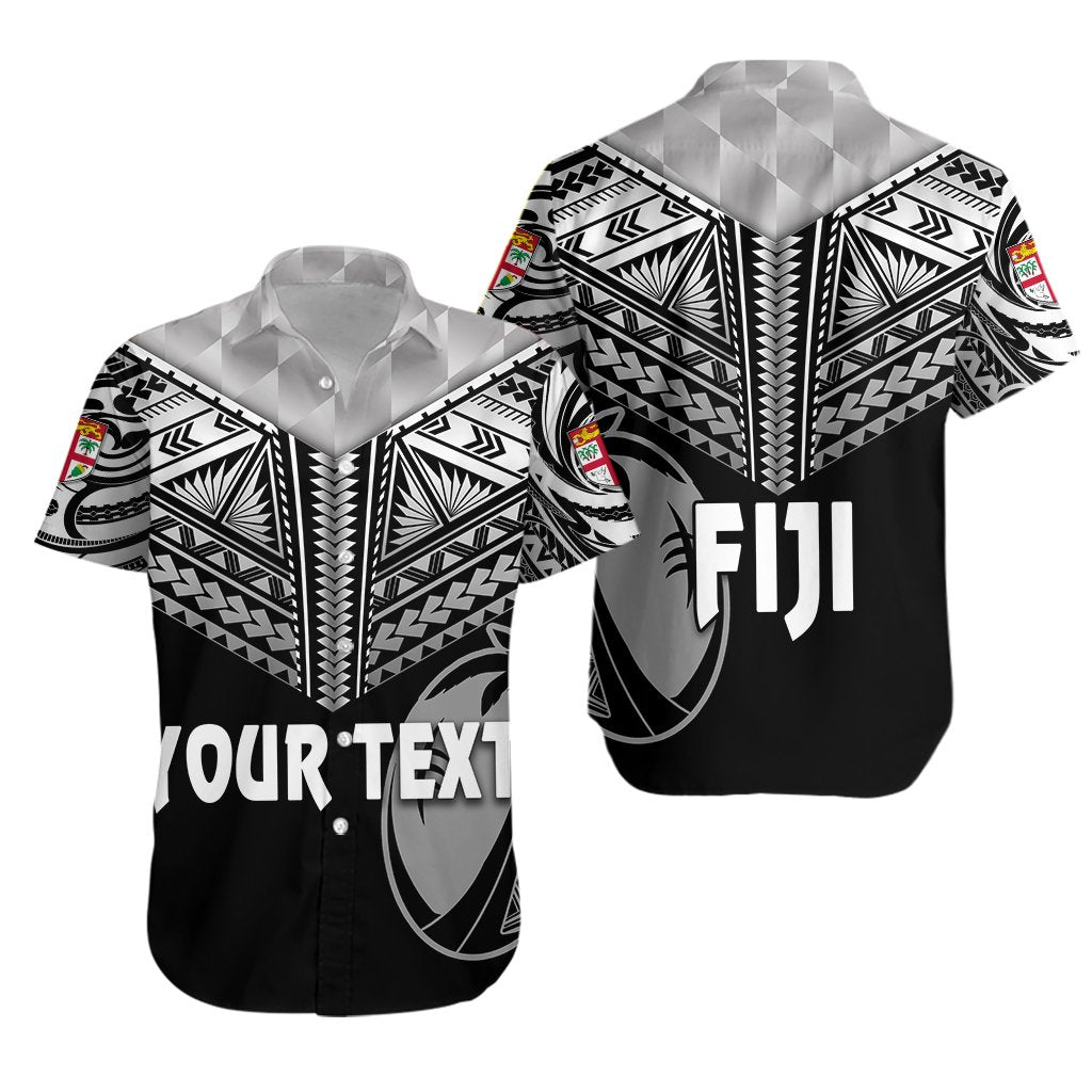 (Custom Personalised) Fiji Rugby Hawaiian Shirt Coconut Sporty Vibes - Full Black Unisex Black - Polynesian Pride