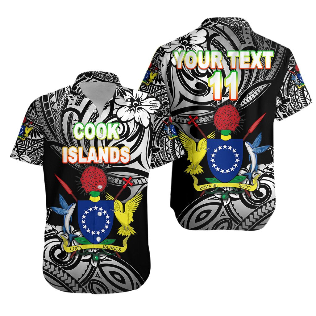 (Custom Personalised) Cook Islands Rugby Hawaiian Shirt Unique Vibes Coat Of Arms - Black, Custom Text and Number Unisex Black - Polynesian Pride