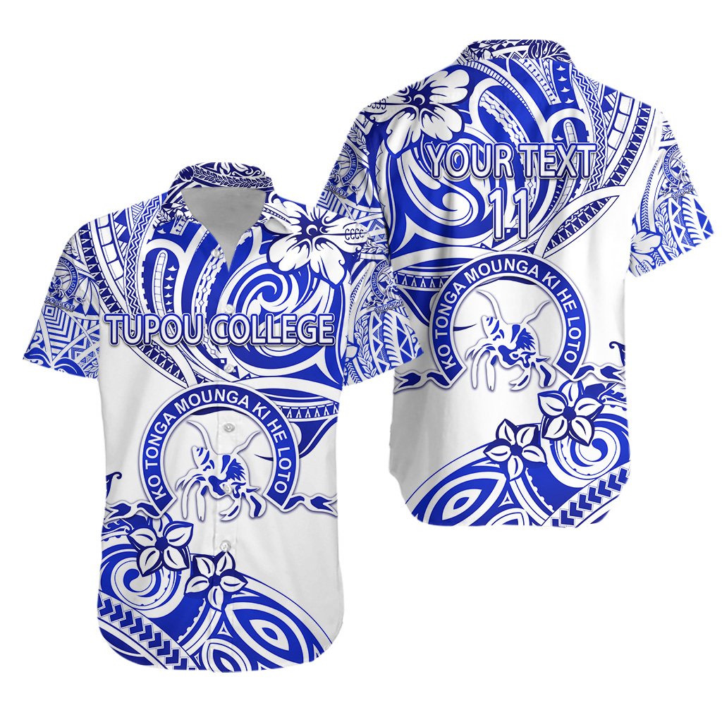 (Custom Personalised) Kolisi Ko Tupou College Tonga Hawaiian Shirt Unique Vibes - White, Custom Text and Number Unisex Blue - Polynesian Pride