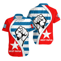 West Papua Hawaiian Shirt Clenched Hands Flag LT6 Unisex Blue - Polynesian Pride