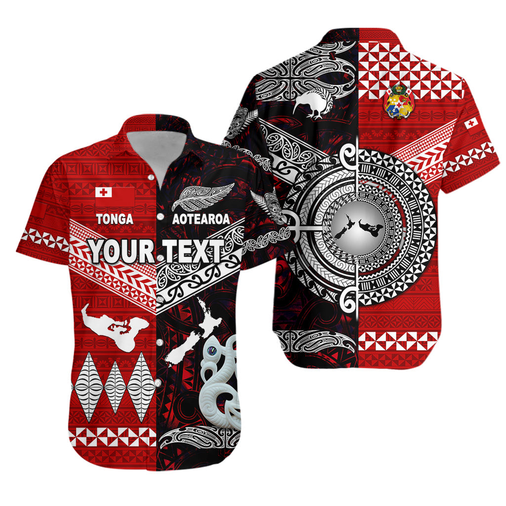 (Custom Personalised) New Zealand Maori Aotearoa Tonga Polynesian Together Hawaiian Shirt - Red LT8 Unisex Red - Polynesian Pride
