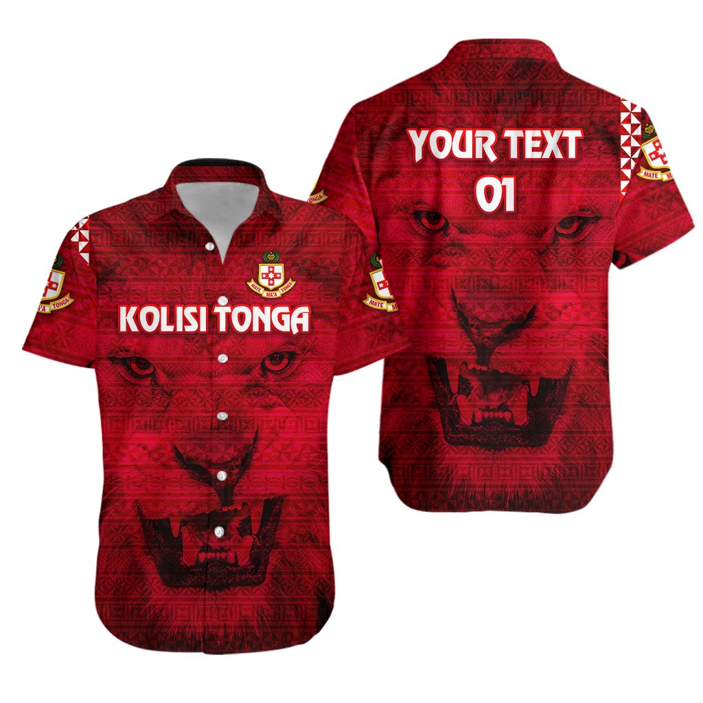 (Custom Personalised) Kolisi Tonga Hawaiian Shirt Mate Ma'a Tonga Powerful Lion, Custom Text and Number Unisex Red - Polynesian Pride