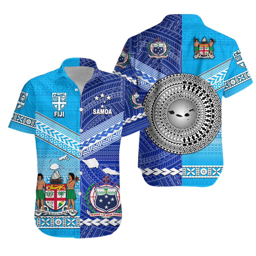 Fiji and Samoa Hawaiian Shirt Together LT8 Unisex Blue - Polynesian Pride