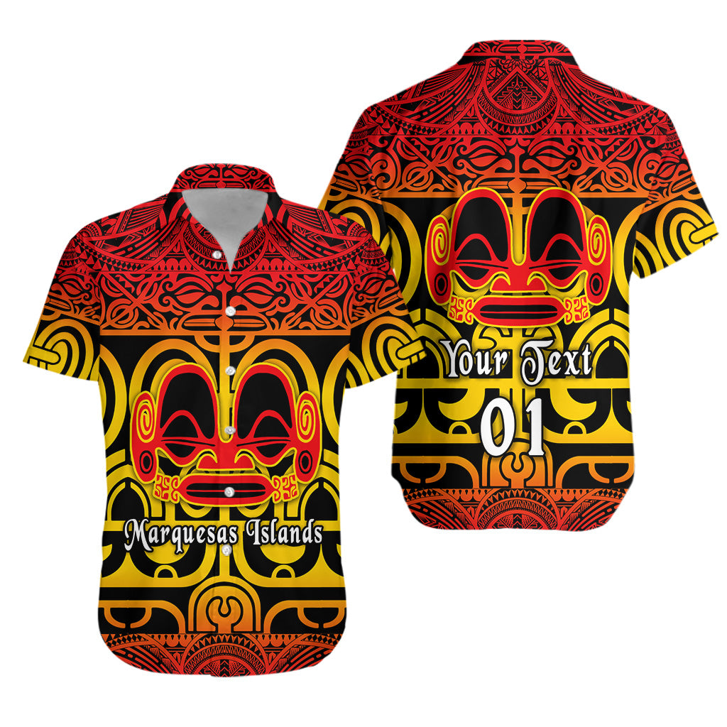 (Custom Personalised) Marquesas Islands Hawaiian Shirt Marquesan Tattoo Simple Style - Gradient Red LT8 - Polynesian Pride