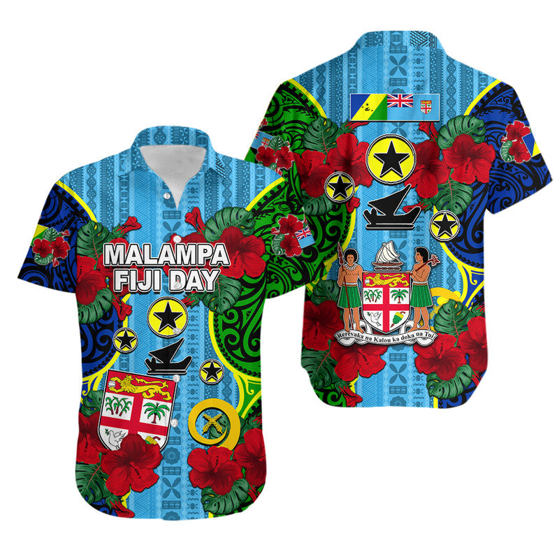 Malampa Fiji Day Hibiscus Hawaiian Shirt Style LT6 Unisex Blue - Polynesian Pride
