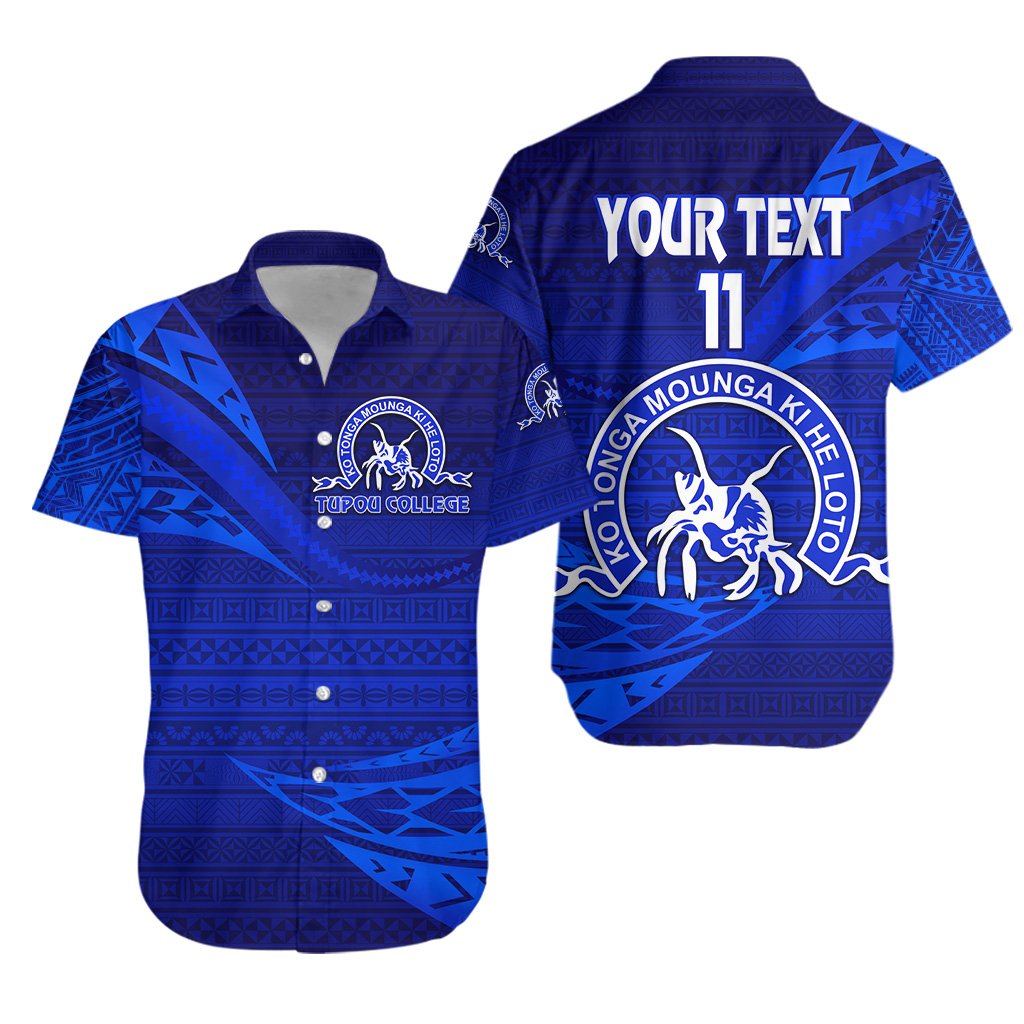 (Custom Personalised) Kolisi Ko Tupou College Tonga Hawaiian Shirt Unique Version - Full Blue, Custom Text and Number Unisex Blue - Polynesian Pride
