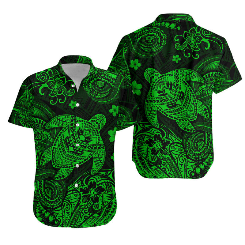 Hawaii Turtle Polynesian Matching Dress and Hawaiian Shirt Matching Couples Outfit Plumeria Flower Unique Style Green LT8 - Polynesian Pride