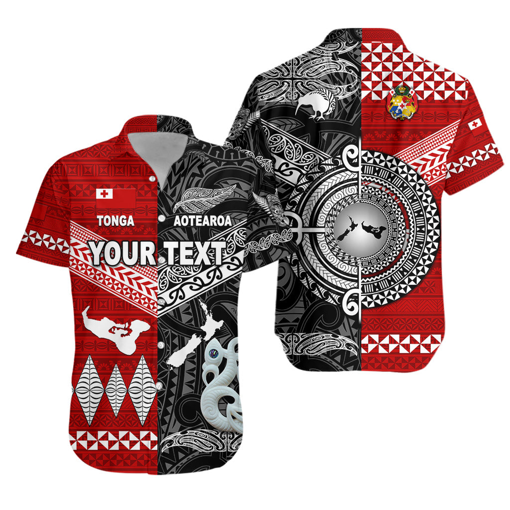 (Custom Personalised) New Zealand Maori Aotearoa Tonga Polynesian Together Hawaiian Shirt - Black LT8 Unisex Red - Polynesian Pride