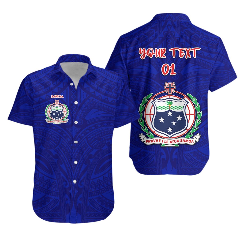 (Custom Personalised) Manu Samoa Rugby Hawaiian Shirt Free Style, Custom Text And Number Unisex Blue - Polynesian Pride