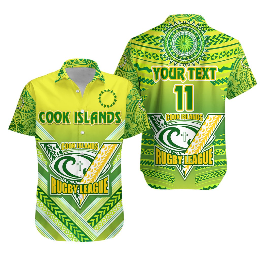 (Custom Personalised Text and Number) Cook Islands Rugby Hawaiian Shirt Creative Style Unisex Green - Polynesian Pride