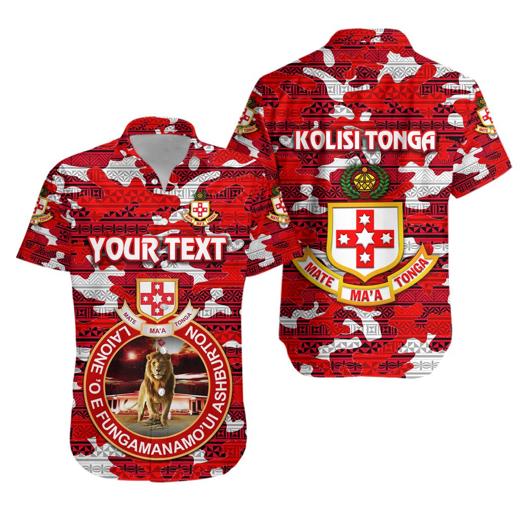 (Custom Personalised) Kolisi Tonga Hawaiian Shirt Mate Ma'a Tonga Camouflage Vibes Lion Ashburton Unisex Red - Polynesian Pride