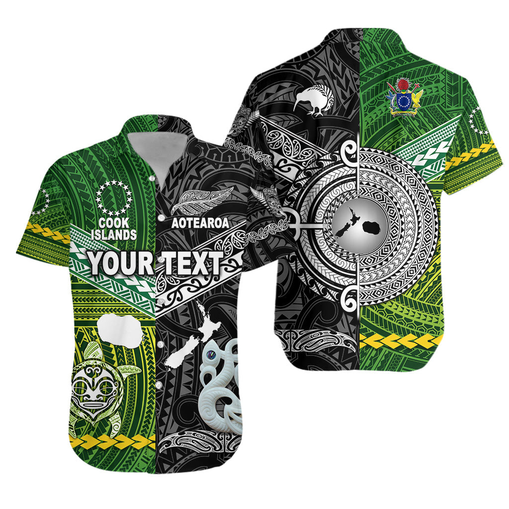 (Custom Personalised) New Zealand Maori Aotearoa Hawaiian Shirt Cook Islands Together - Black LT8 Unisex Green - Polynesian Pride