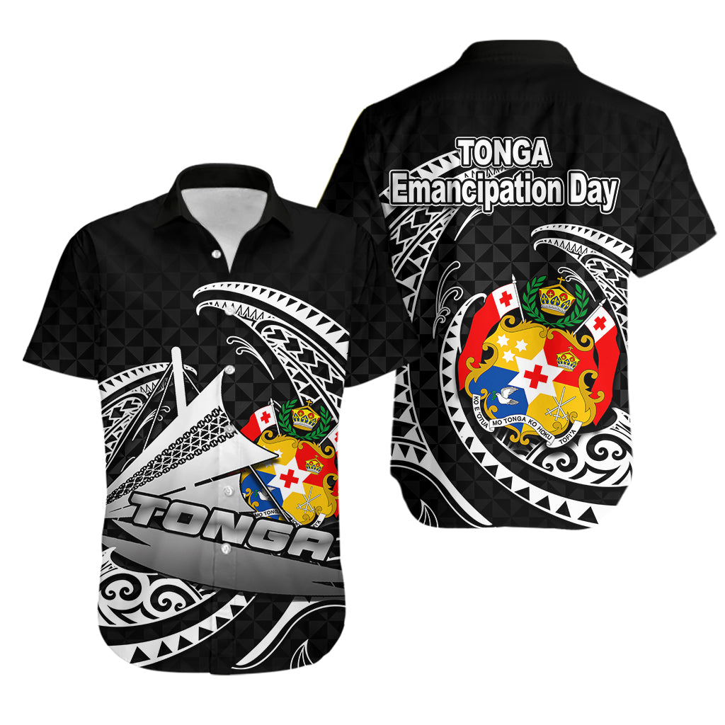 Tonga Emancipation Day Hawaiian Shirt Kalia No.2 LT6 Black - Polynesian Pride