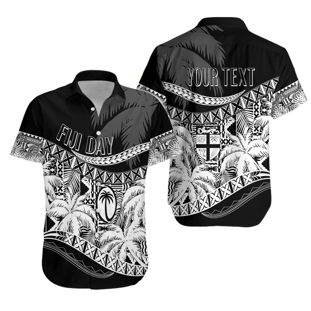 Personalised Fiji Day Hawaiian Shirt Flying Fijians Masi Kesa Style - Black LT7 Unisex Black - Polynesian Pride