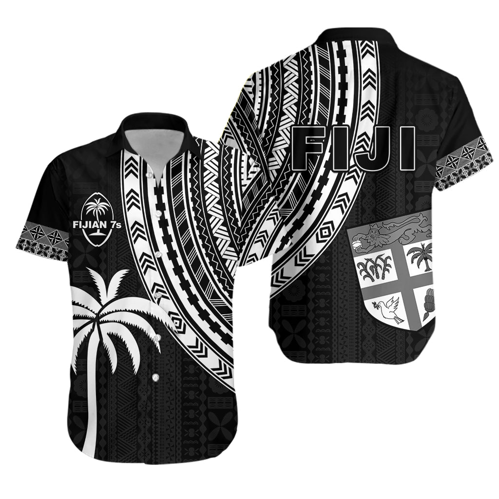 Fiji Rugby Sevens Hawaiian Shirt Fijian 7s Tapa Polynesian LT13 Unisex Black - Polynesian Pride