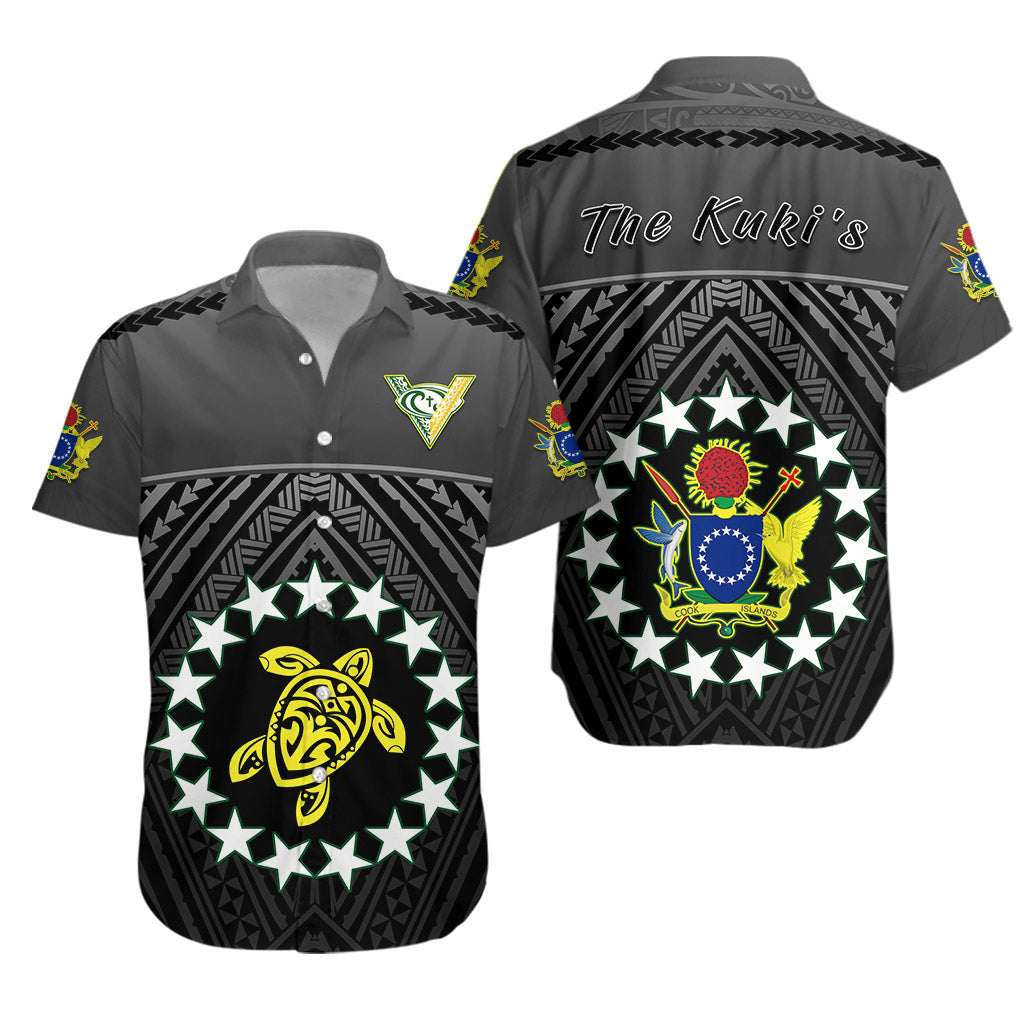 The Kuki's Hawaiian Shirt Cook Islands Rugby Black LT13 Unisex Black - Polynesian Pride