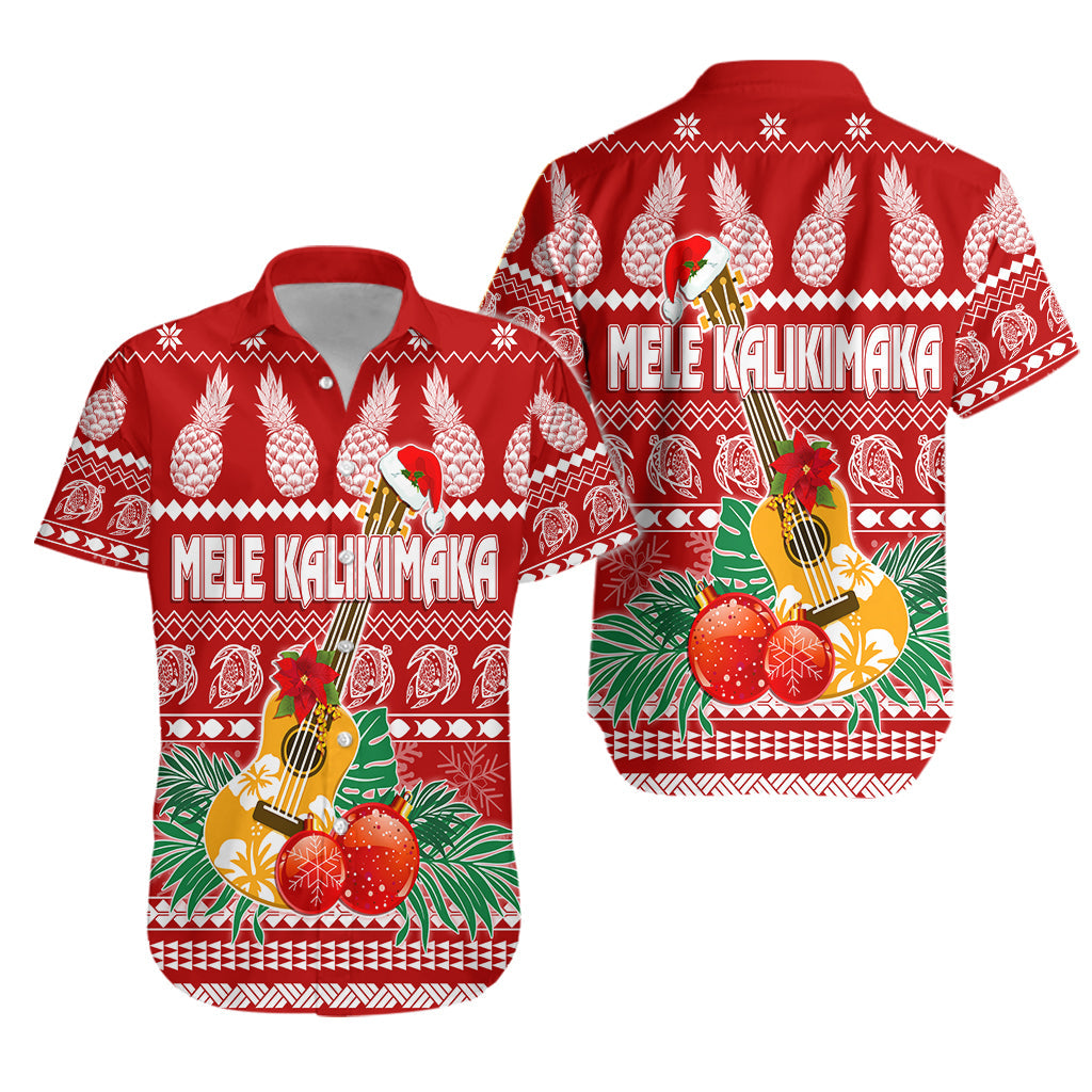 Hawaii Christmas Hawaiian Shirt Mele Kalikimaka - Ukulele LT7 Unisex Red - Polynesian Pride