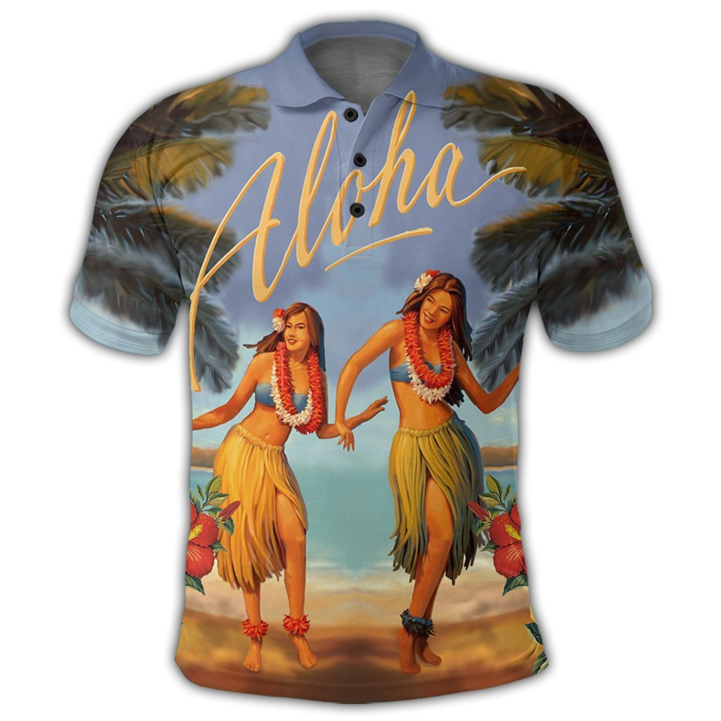 Hawaiian Aloha Hula Girl Hibiscus Polynesian Polo Shirt - Polynesian Pride