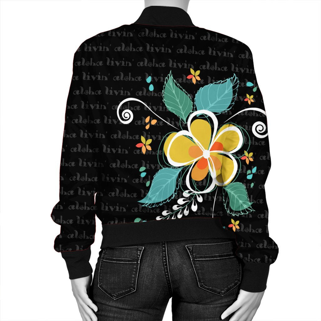 Hawaiian Aloha Plumeria Polynesian Bomber Jacket - AH - AH - Polynesian Pride