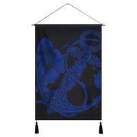 Hawaiian Anchor Poly Tribal Hibiscus Polynesian Hanging Poster Blue - AH Hanging Poster Cotton And Linen - Polynesian Pride