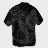 Hawaiian Anchor Poly Tribal Hibiscus Polynesian Hawaiian Shirt Gray - AH - Polynesian Pride