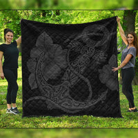 Hawaiian Anchor Poly Tribal Hibiscus Polynesian Premium Quilts Gray - AH Black - Polynesian Pride